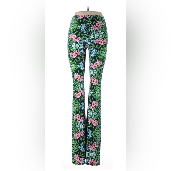 Show Me Your MuMu (@ Free People) Floral Boot Cut Pants - Green and Pink - Picture 2 of 4